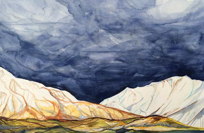 Susanna Izard | Boundary Creek Winter | watercolour | McAtamney Gallery | Geraldine NZ